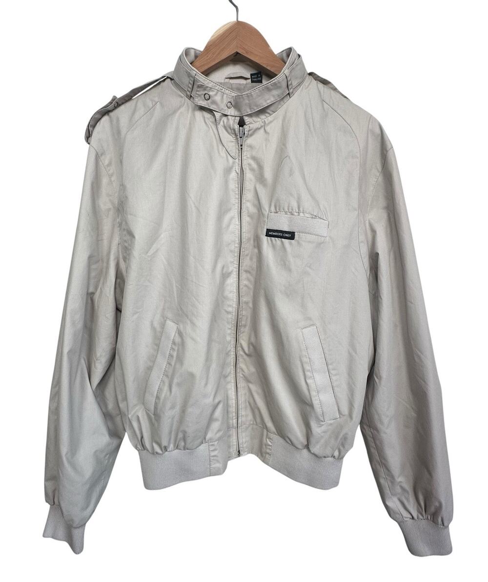 Vintage Men’s Members Only Tan Zip Up Bomber Windbreaker Jacket Pockets 42